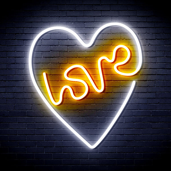 ADVPRO Heart with Love Ultra-Bright LED Neon Sign fnu0221 - White & Golden Yellow