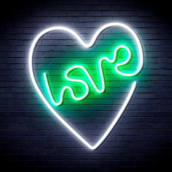 ADVPRO Heart with Love Ultra-Bright LED Neon Sign fnu0221 - White & Green