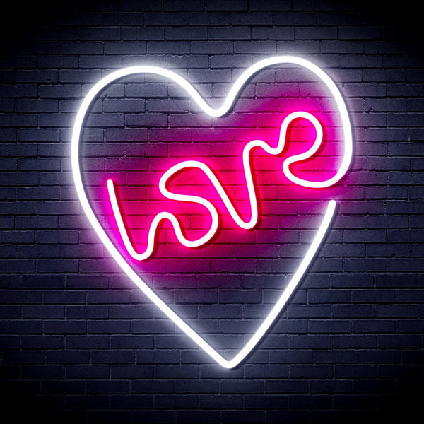 ADVPRO Heart with Love Ultra-Bright LED Neon Sign fnu0221 - White & Pink