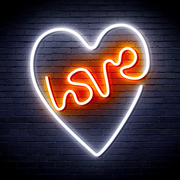 ADVPRO Heart with Love Ultra-Bright LED Neon Sign fnu0221 - White & Orange