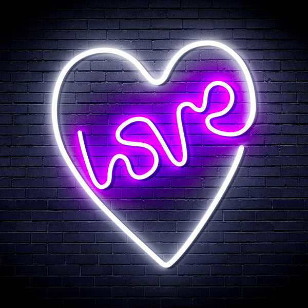ADVPRO Heart with Love Ultra-Bright LED Neon Sign fnu0221 - White & Purple