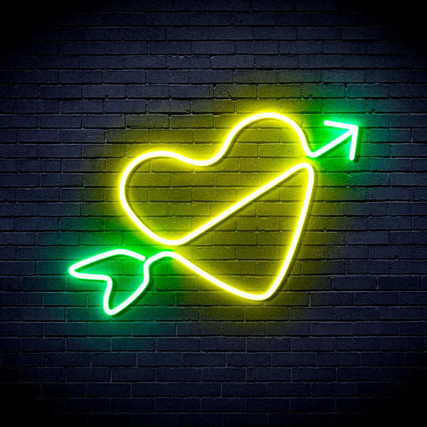 ADVPRO Heart with Arrow Ultra-Bright LED Neon Sign fnu0223 - Green & Yellow
