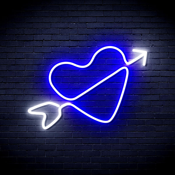 ADVPRO Heart with Arrow Ultra-Bright LED Neon Sign fnu0223 - White & Blue