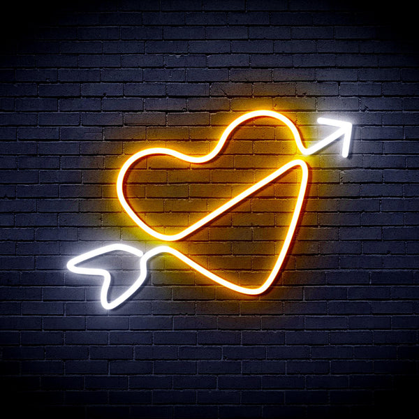 ADVPRO Heart with Arrow Ultra-Bright LED Neon Sign fnu0223 - White & Golden Yellow