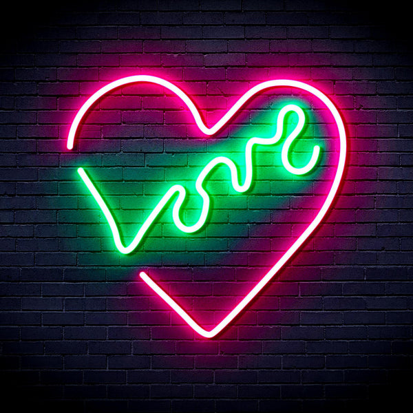 ADVPRO Heart with Love Ultra-Bright LED Neon Sign fnu0225 - Green & Pink