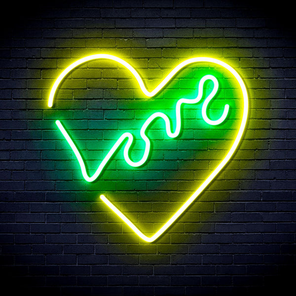 ADVPRO Heart with Love Ultra-Bright LED Neon Sign fnu0225 - Green & Yellow