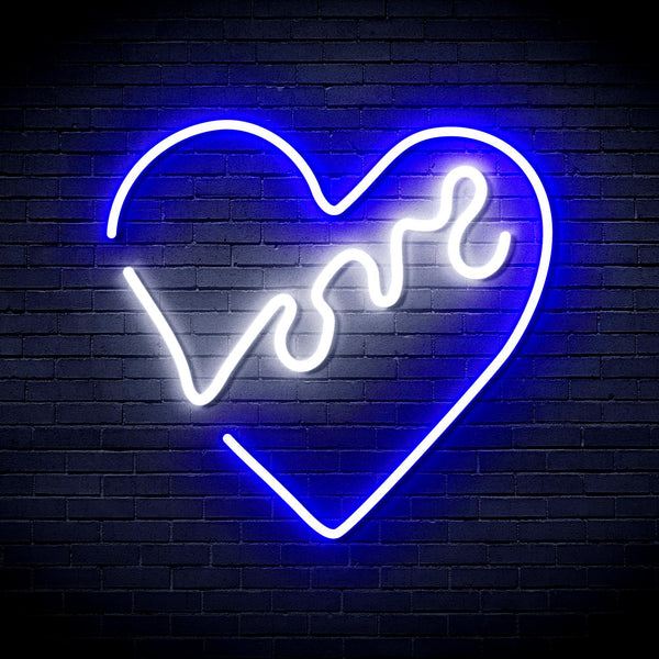 ADVPRO Heart with Love Ultra-Bright LED Neon Sign fnu0225 - White & Blue