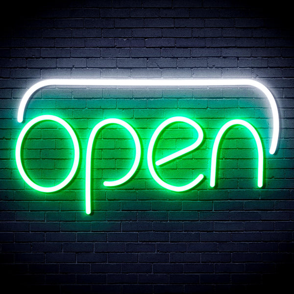 ADVPRO Open Ultra-Bright LED Neon Sign fnu0244 - White & Green