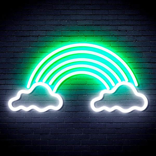 ADVPRO Clouds with Rainbow Ultra-Bright LED Neon Sign fnu0251 - White & Green