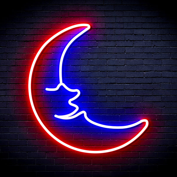 ADVPRO Moon with Face Ultra-Bright LED Neon Sign fnu0256 - Red & Blue