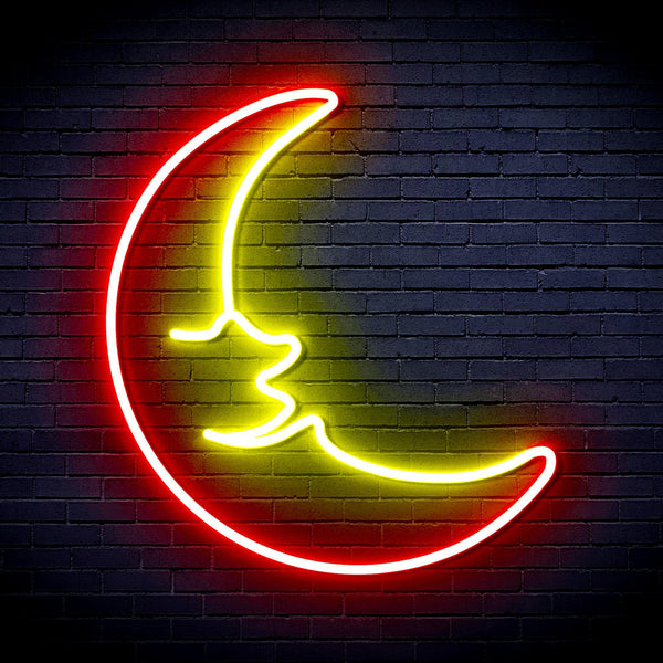 ADVPRO Moon with Face Ultra-Bright LED Neon Sign fnu0256 - Red & Yellow