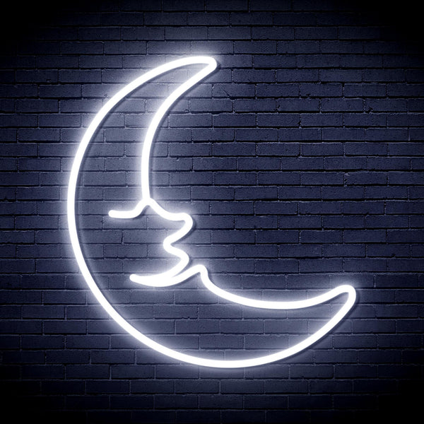ADVPRO Moon with Face Ultra-Bright LED Neon Sign fnu0256 - White