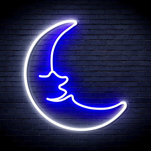 ADVPRO Moon with Face Ultra-Bright LED Neon Sign fnu0256 - White & Blue