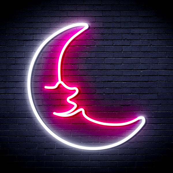ADVPRO Moon with Face Ultra-Bright LED Neon Sign fnu0256 - White & Pink