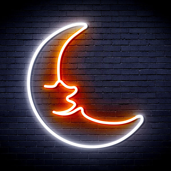 ADVPRO Moon with Face Ultra-Bright LED Neon Sign fnu0256 - White & Orange