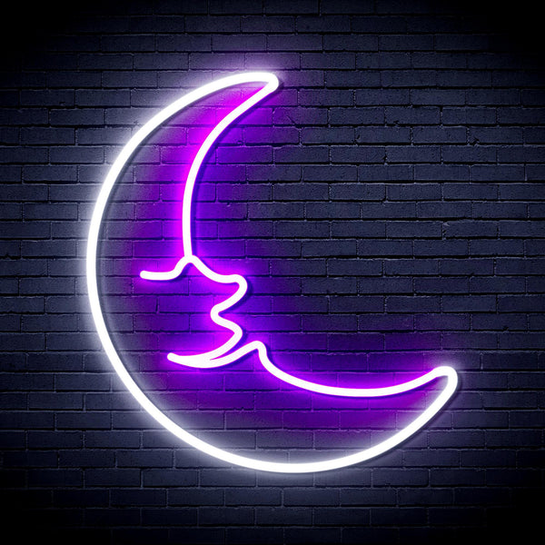 ADVPRO Moon with Face Ultra-Bright LED Neon Sign fnu0256 - White & Purple