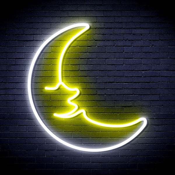 ADVPRO Moon with Face Ultra-Bright LED Neon Sign fnu0256 - White & Yellow