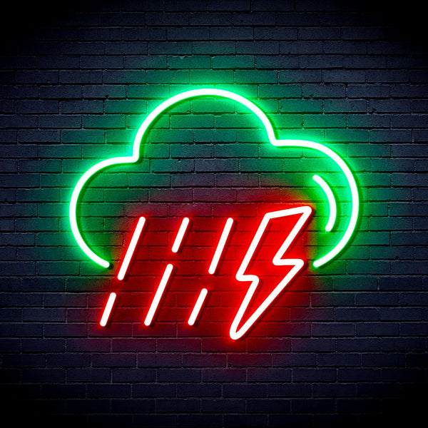 ADVPRO Raining Cloud with Thunder Ultra-Bright LED Neon Sign fnu0261 - Green & Red