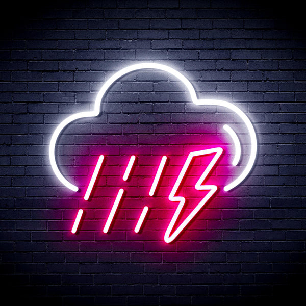 ADVPRO Raining Cloud with Thunder Ultra-Bright LED Neon Sign fnu0261 - White & Pink