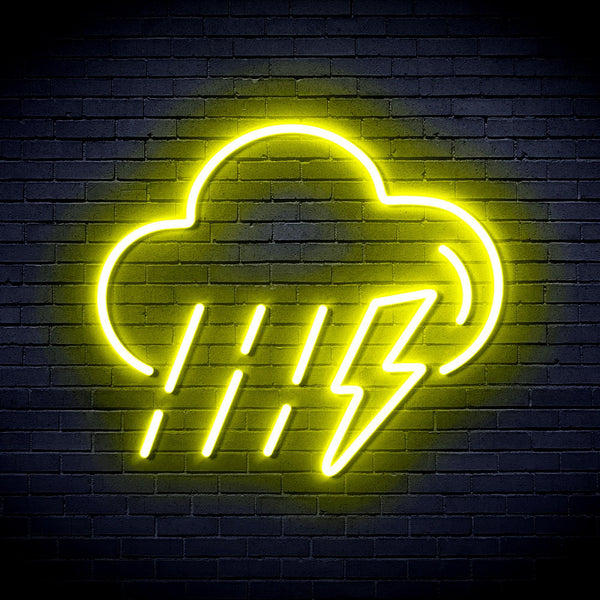 ADVPRO Raining Cloud with Thunder Ultra-Bright LED Neon Sign fnu0261 - Yellow