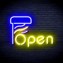 ADVPRO Open with Barber Pole Ultra-Bright LED Neon Sign fnu0263 - Blue & Yellow