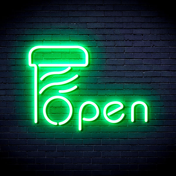 ADVPRO Open with Barber Pole Ultra-Bright LED Neon Sign fnu0263 - Golden Yellow