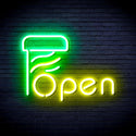 ADVPRO Open with Barber Pole Ultra-Bright LED Neon Sign fnu0263 - Green & Yellow