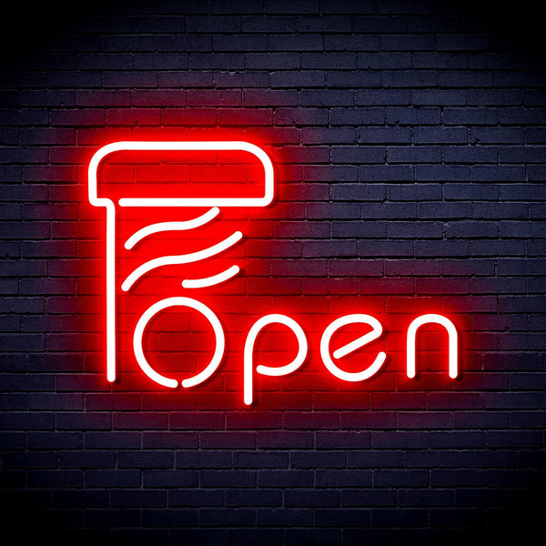 ADVPRO Open with Barber Pole Ultra-Bright LED Neon Sign fnu0263 - Red