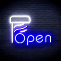 ADVPRO Open with Barber Pole Ultra-Bright LED Neon Sign fnu0263 - White & Blue