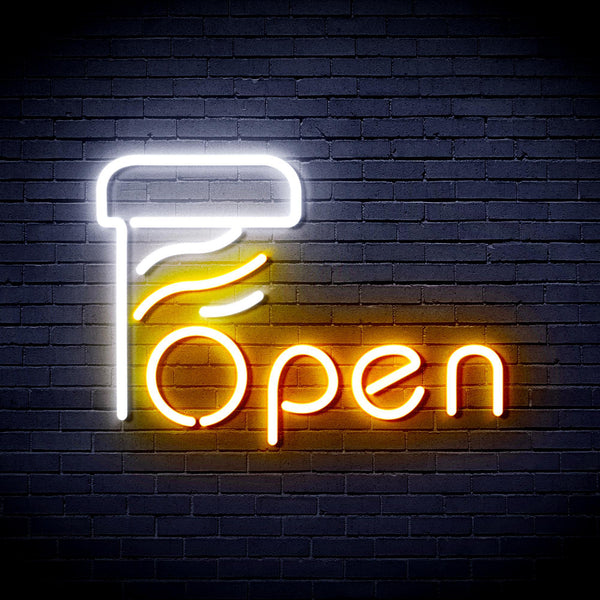 ADVPRO Open with Barber Pole Ultra-Bright LED Neon Sign fnu0263 - White & Golden Yellow