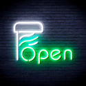 ADVPRO Open with Barber Pole Ultra-Bright LED Neon Sign fnu0263 - White & Green