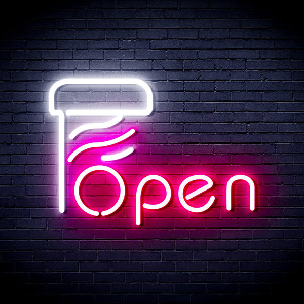 ADVPRO Open with Barber Pole Ultra-Bright LED Neon Sign fnu0263 - White & Pink