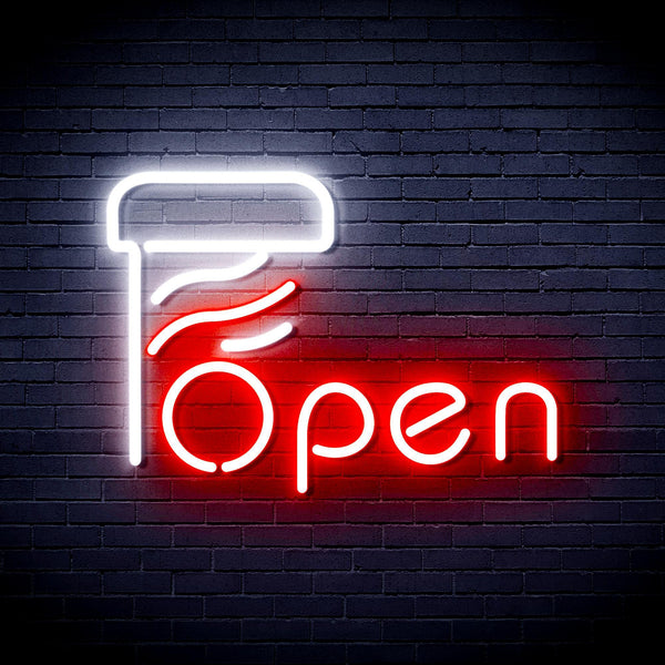 ADVPRO Open with Barber Pole Ultra-Bright LED Neon Sign fnu0263 - White & Red