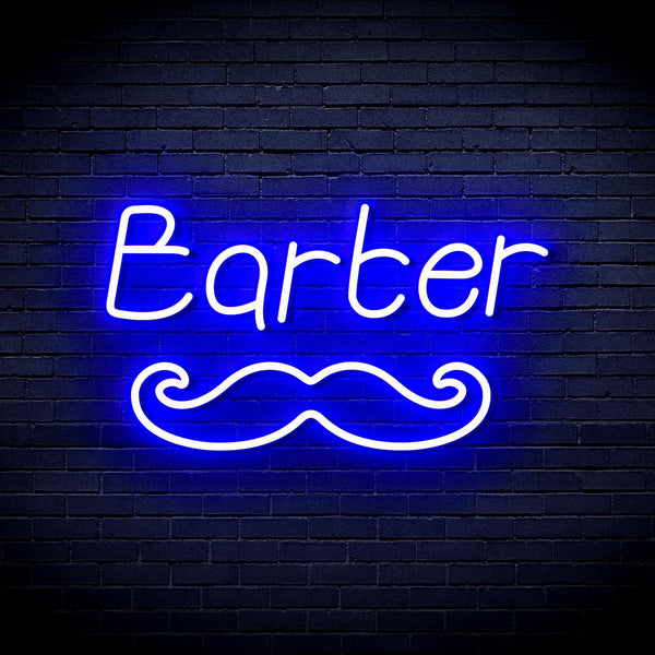 ADVPRO Barber with Moustache Ultra-Bright LED Neon Sign fnu0264 - Blue
