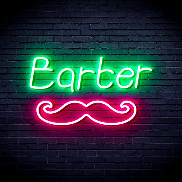 ADVPRO Barber with Moustache Ultra-Bright LED Neon Sign fnu0264 - Green & Pink