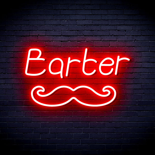 ADVPRO Barber with Moustache Ultra-Bright LED Neon Sign fnu0264 - Red