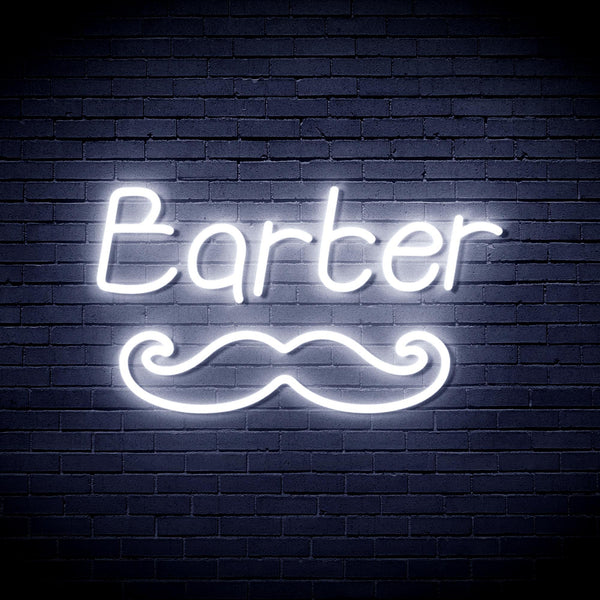 ADVPRO Barber with Moustache Ultra-Bright LED Neon Sign fnu0264 - White