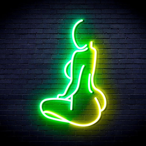 ADVPRO Lady Back Shape Ultra-Bright LED Neon Sign fnu0267 - Green & Yellow