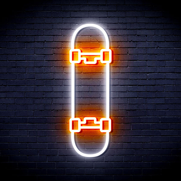 ADVPRO Skateboard Ultra-Bright LED Neon Sign fnu0272 - White & Orange