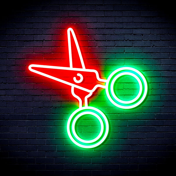 ADVPRO Scissors Ultra-Bright LED Neon Sign fnu0282 - Green & Red