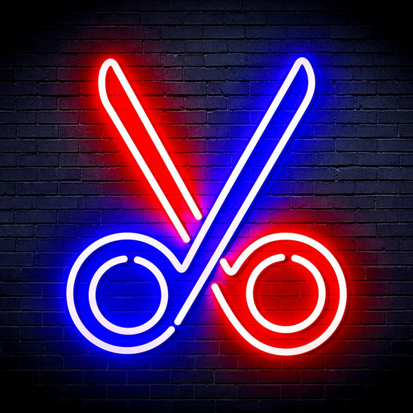 ADVPRO Scissors Ultra-Bright LED Neon Sign fnu0285 - Blue & Red