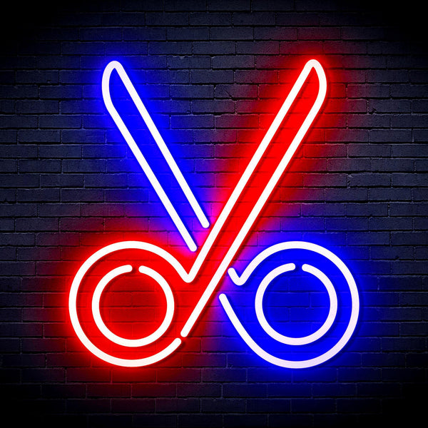 ADVPRO Scissors Ultra-Bright LED Neon Sign fnu0285 - Red & Blue