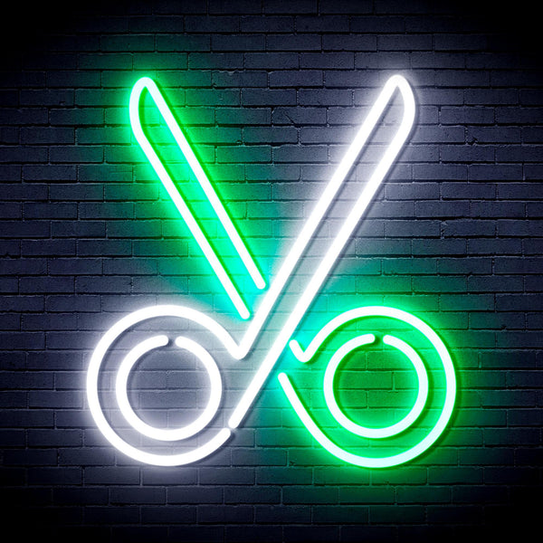 ADVPRO Scissors Ultra-Bright LED Neon Sign fnu0285 - White & Green