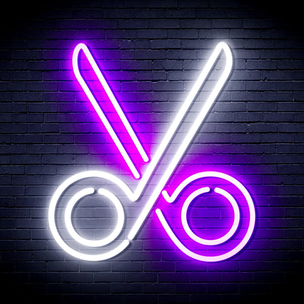 ADVPRO Scissors Ultra-Bright LED Neon Sign fnu0285 - White & Purple