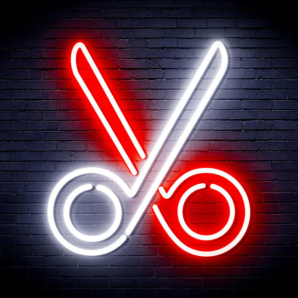 ADVPRO Scissors Ultra-Bright LED Neon Sign fnu0285 - White & Red