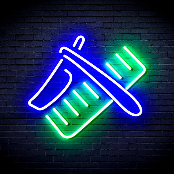 ADVPRO Shavers and Comb Ultra-Bright LED Neon Sign fnu0286 - Green & Blue