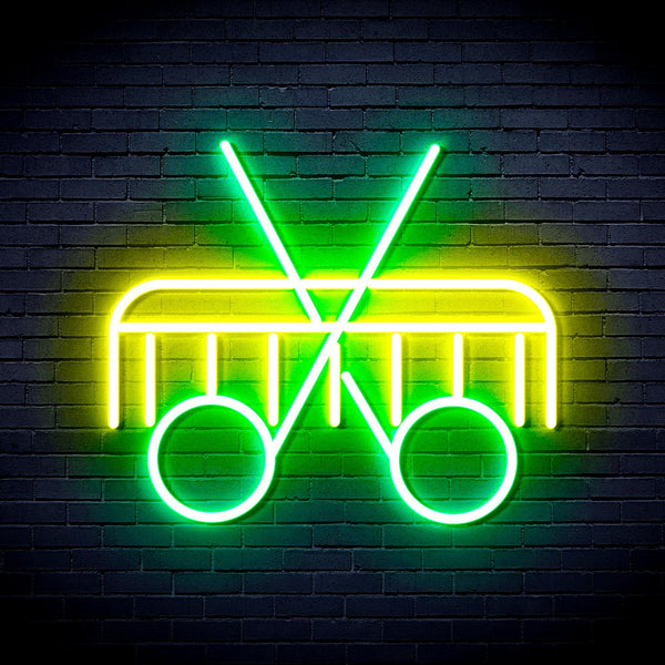 ADVPRO Scissors and Comb Ultra-Bright LED Neon Sign fnu0288 - Green & Yellow