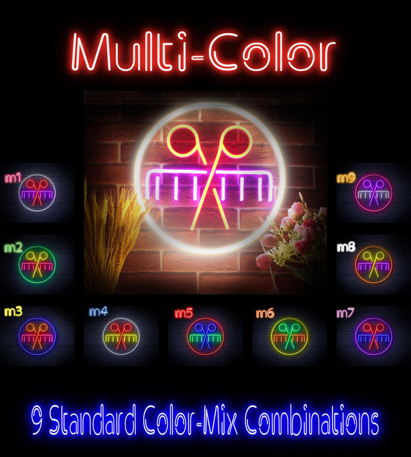 ADVPRO Scissors and Comb Ultra-Bright LED Neon Sign fnu0289 - Multi-Color