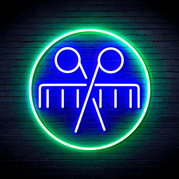 ADVPRO Scissors and Comb Ultra-Bright LED Neon Sign fnu0289 - Green & Blue