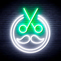 ADVPRO Scissors with Moustache Ultra-Bright LED Neon Sign fnu0290 - White & Green